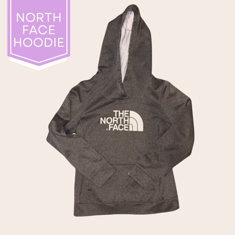 Women's North Face Hoodie // Gray // Medium